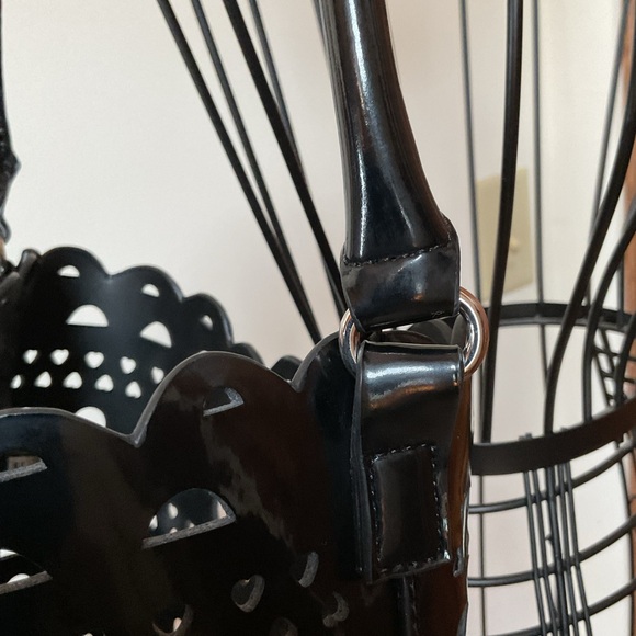 Neiman Marcus Black Perforated vegan Leather Bucket Bag - Picture 3 of 5